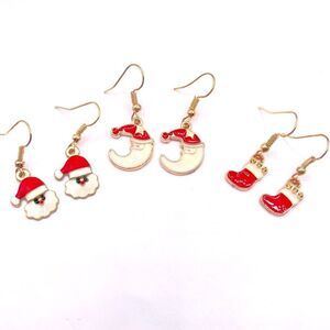 New Women’s 3 sets of Christmas themed hook earrings